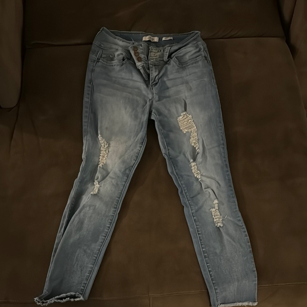 Distressed Blue Jeans